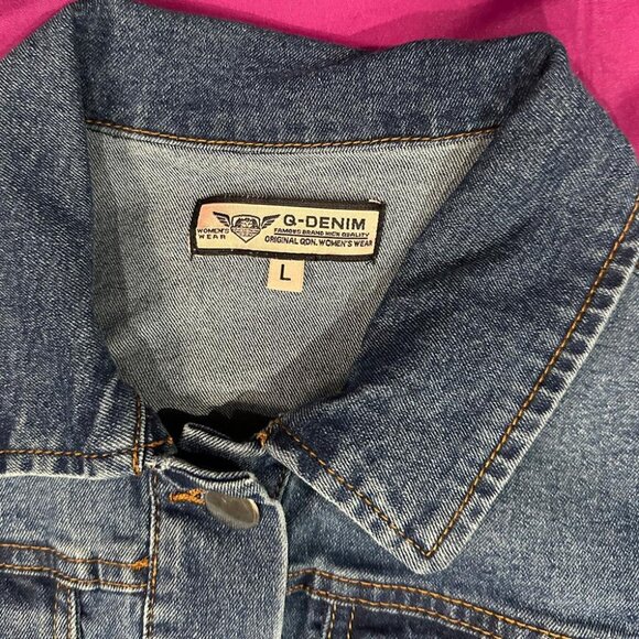 G-Denim Classic Blue Denim Jacket Size L Button Front Jean Jacket - Picture 2 of 6